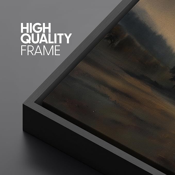 SIGNFORD Large Framed Canvas Print Wall Art Soft Focus Golden Horizon Landscape Illustrations Modern Art Calm Warm for Living Room, Bedroom, Office - 60"x20"