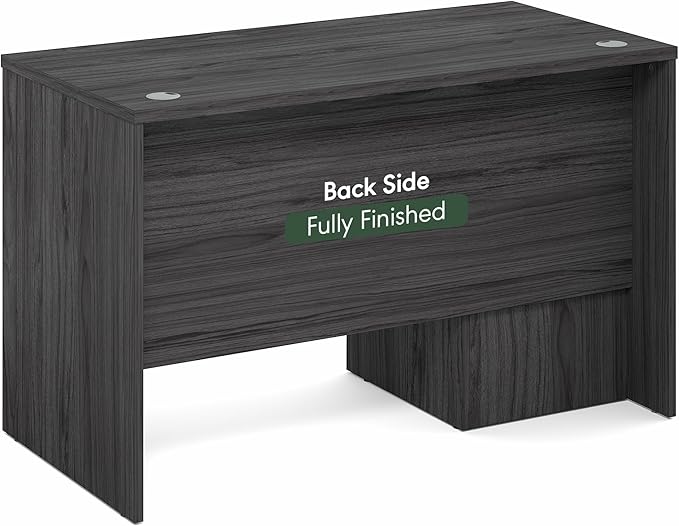 Furinno Roger 47 Inch Executive Desk with File Cabinet, Home Office Desk with 3-Drawer Fixed Pedestal Filing Cabinet, Desk Cord Grommet, for Home Office, Coastal Grey