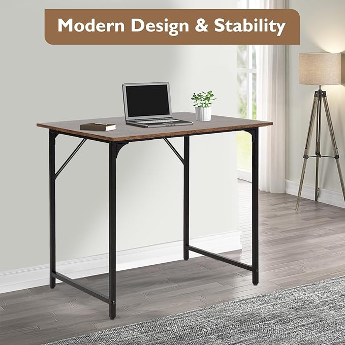 BestOffice Computer Desk,Home Office Desk, Modern Simple Style for Home Office Study Writing (Brown, 32 Inch)