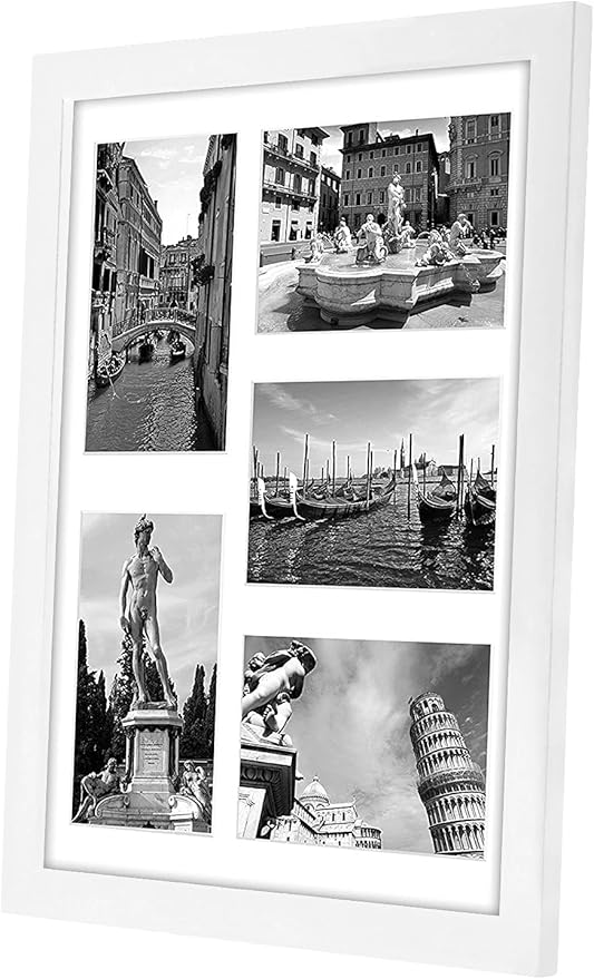 Americanflat 4x6 Collage Picture Frame with Shatter-Resistant Glass - Fits Five 4x6 Photos or Use as One 11x14 Picture Frame - Signature Collection - Collage Frames for Wall Display - White