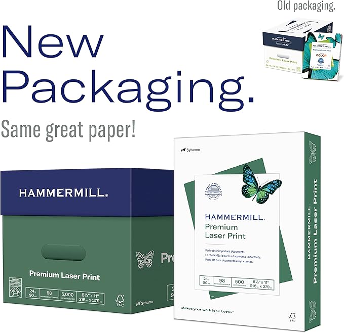 Hammermill Printer Paper, Premium Laser Print 28 lb, 11 x 17-98 Bright, Made in the USA, 125526R - 1 Ream (500 Sheets)