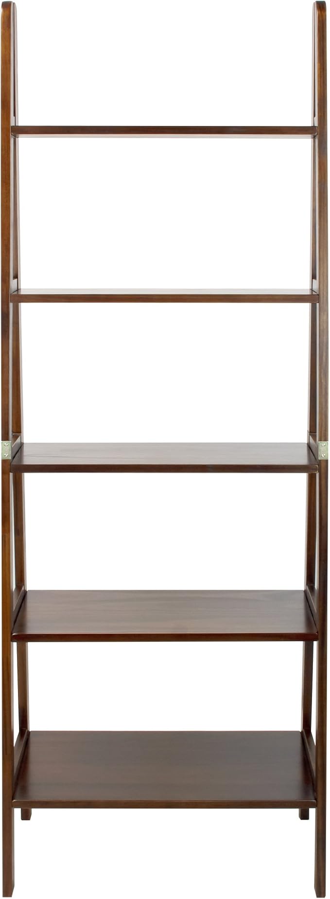 Casual Home 100% Solid Wood 5-Shelf Ladder Bookcase, Standard, 72"H, Warm Brown