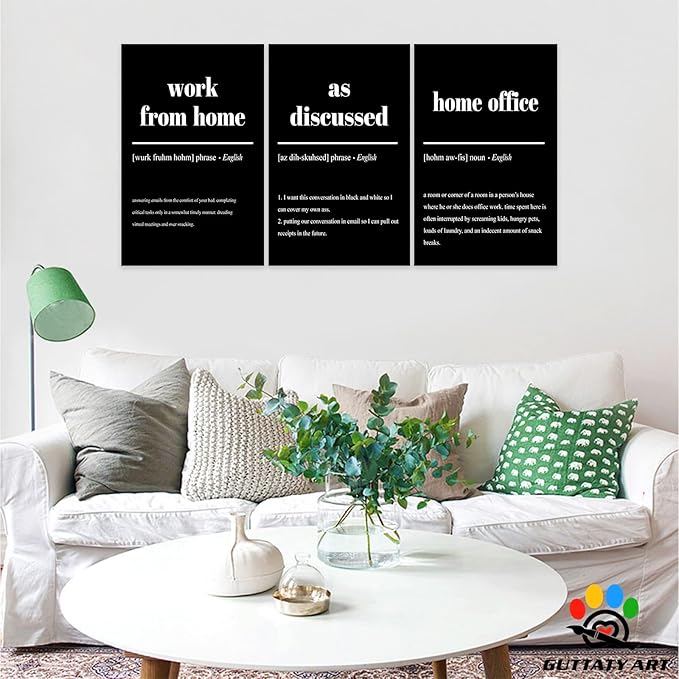 Office Wall Art - 3 Panel Motivational Canvas Art, Inspirational Quote Art for Home & Office, Entrepreneur Words Poster Frame 20'x30'x3Pcs