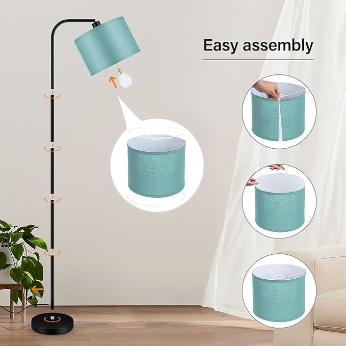 BoostArea Dimmable Floor Lamp for Living Room,Arc Remote Control Sofa Lamps,Stepless Dimmable & Colors Temperature,2700-6500k,Foot Switch,67 in All Modern Standing Lamp for Bedroom Office,Green