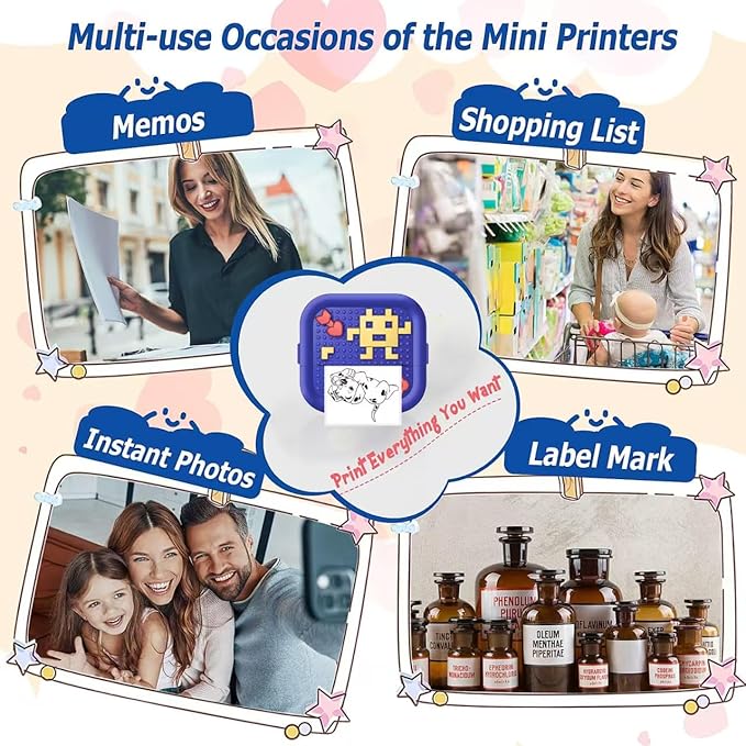 Label Maker Machine with Tape,Mini Sticker Printer for Home, Kitchen, Office, Small Business,School,Instant Photo,Thermal Label Printer Sticker Maker Machine,Compatible with PC,Android &iOS