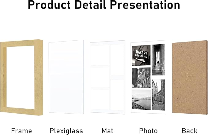 VIOLABBEY 11x14 Collage Picture Frame,Fits Five 4x6 Photos with Mat or One 11x14 Pictures without Mat for Wall or Tabletop,Picture Frames Collage Wall Decor, 4x6 Picture Frame Collage with Stand Gold