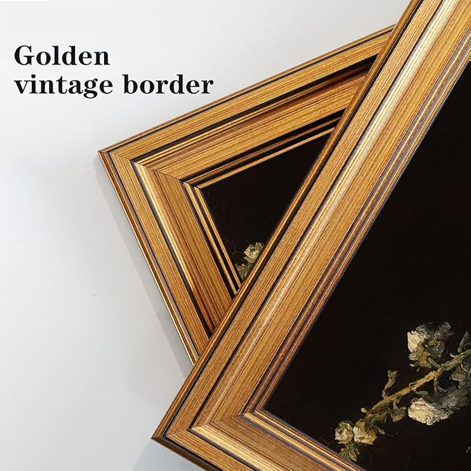 Gold Framed Wall Art Vintage Canvas Wall Art Fading Flowers Floral Artwork Prints Picture for Living Room Bedroom Farmhouse Bathroom Office Decor, 8x10