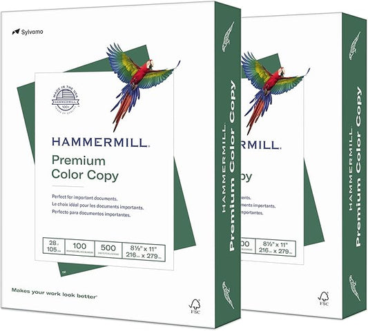Hammermill Printer Paper, Premium Color 28 lb Copy Paper, 8.5 x 11-2 Ream (1,000 Sheets) - 100 Bright, Made in the USA