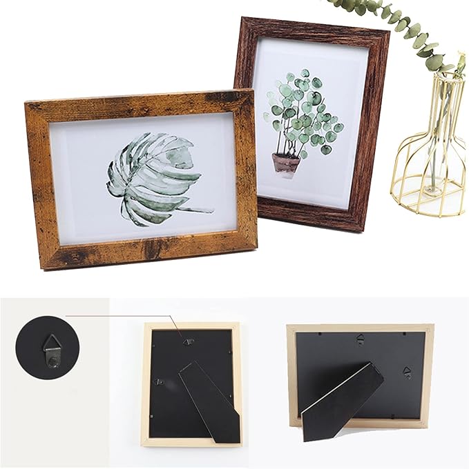 Picture Frame Set 10 pack, Farmhouse Photo Frames, Gallery Wall Frame Collage, 8x10 5x7 4x6 Frames in 3 Different Finishes Picture Frames For Wall or Desk,Dark Brown