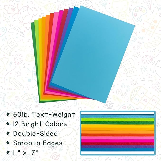 Hygloss 90 Sheets Valentine’s Day Colored Paper - 11x17-Inch Red and Pink Letter Size Color Copy Paper - 24 lb/ 89 GSM, Acid-Free, Fade-Resistant
