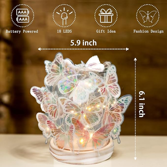 Butterfly ambiance Lamp, Bedside Decorative Small Table lamp, DIY Butterfly Lamp, Battery Powered Night Light, Gift for Daughter's Mother