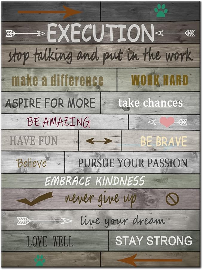 Motivational Wall Decor Inspirational Office Quotes Canvas Poster Print Inspiring Positive Quotes Picture for Bedroom Living Room Office Wooden Framed Ready to Hang [18''Wx24''H]