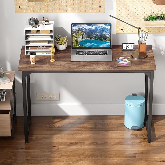 BestOffice Computer Desk,Home Office Desk, Modern Simple Style for Home Office Study Writing (Brown, 39 Inch)