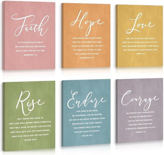 CHDITB Scripture Religious Wall Decor, Faith Poster,Christian Home Artwork, Bible Verses Art Print Set Of 6(12x16 Inches) Christian Wall Art For Prayer College Dorm Room Decoration