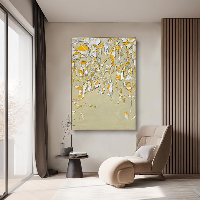 BrightA Large-scale hand-painted wall artworks in natural colors. Large-sized texture-based abstract decorations. Suitable for sofa background walls in living rooms, bedhead walls in bedrooms, corridors, and exhibition hall decorations 63"x90.5"