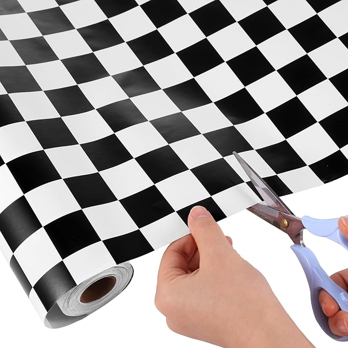 Tenceur Bulletin Board Paper 24 Inch x 100ft Fade Resistant Paper Roll for Classroom Decor (Checkerboard)
