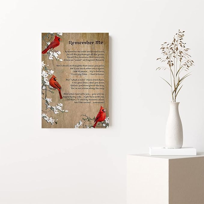 RCVTVPV Remember Me Wall Art Poem By Christina Rossetti Poster Bereavement Canvas Wall Art For Home Office Framed Ready to Hang 16"x24"