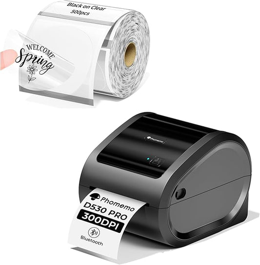 Phomemo Ethernet Thermal Label Printer 4x6, Bluetooth Shipping Label Printer for Small Business, Home, Office, 300DPI Wireless Thermal Printers with 500 Thermals