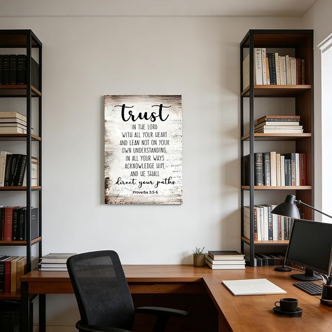 Proverbs3:5-6 Trust In The Lord With All Your Heart Canvas goodness of god Wall Art the lords prayer Picture Wall Decor Christian Bible Scripture Poster Print Artwork for Office Church 16x24 in Canvas