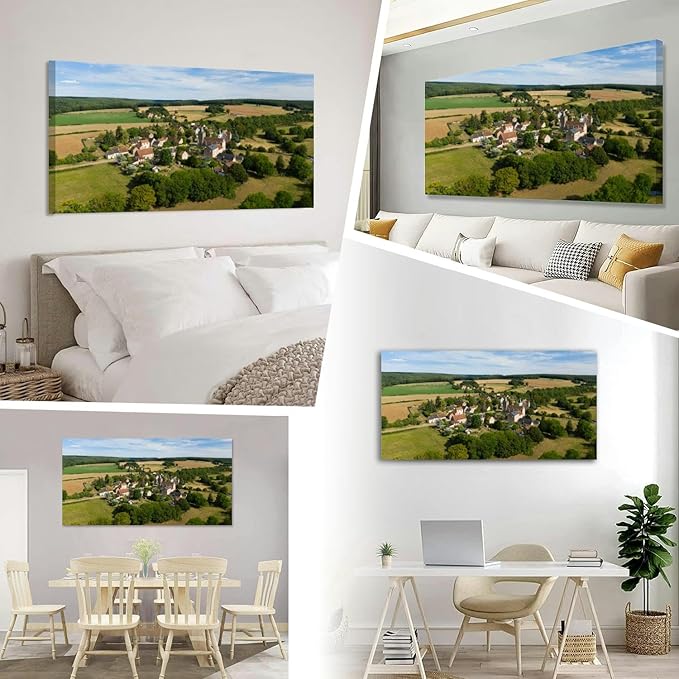 The traditional village Beuvron the Burgundy France summer Canvas Wall Art Large Framed Prints Pictures Wall Decor Posters Painting Artwork for Living Room Bedroom Kitchen Bathroom 12x24