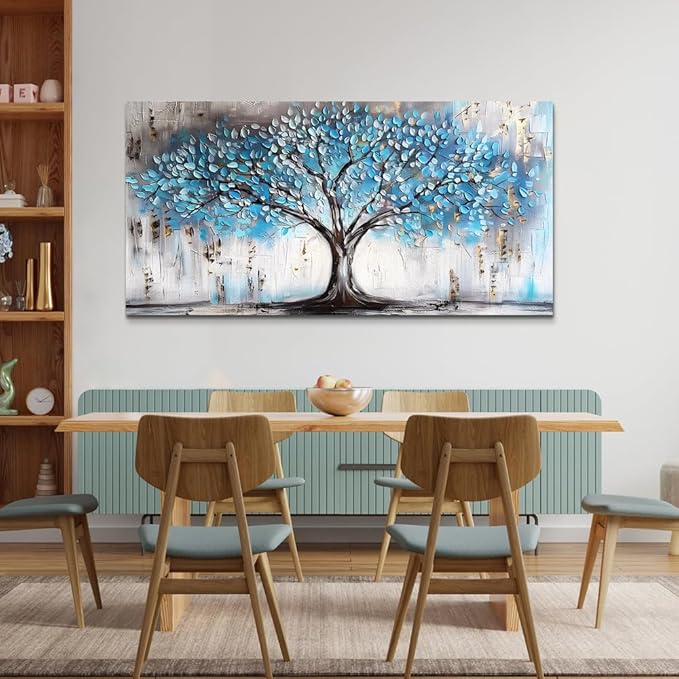 Wapluam Large Canvas Wall Decor For Living Room Farmhouse Wall Art For Bedroom Office Wall Decorations Blue Tree Paintings Abstract Pictures Framed Artwork Modern Room Home Decor Posters