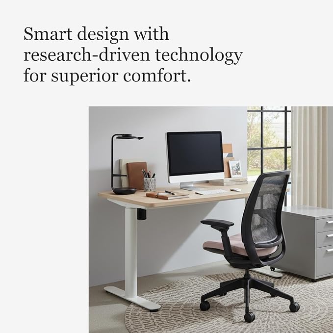 Steelcase Series 2 Office Chair - Ergonomic Work Chair with Wheels for Hard Flooring - With Back Support, Weight-Activated Adjustment & Arm Support - Adjustable Rolling Chairs for Desk - Pink Lemonade
