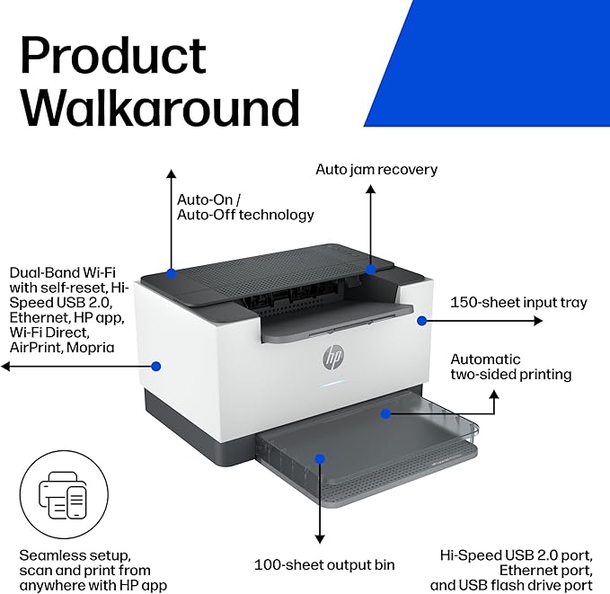 HP LaserJet M209dw Wireless Printer, Print, Fast speeds, Easy setup, Mobile printing,Best-for-small teams