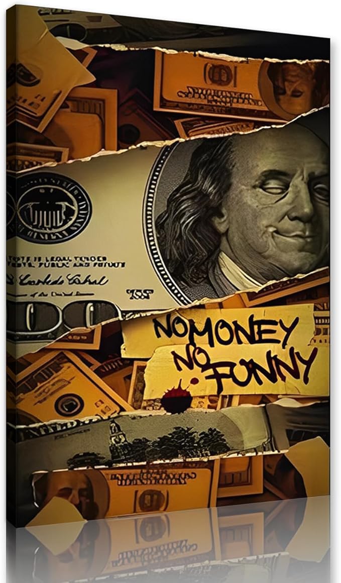 Money Wall Art No Money No Funny Motivational Posters Inspirational Entrepreneur Quotes Canvas Print Artwork Wall Decor Suitable for Office Living Room Decor Ready to Hang 12X16inch