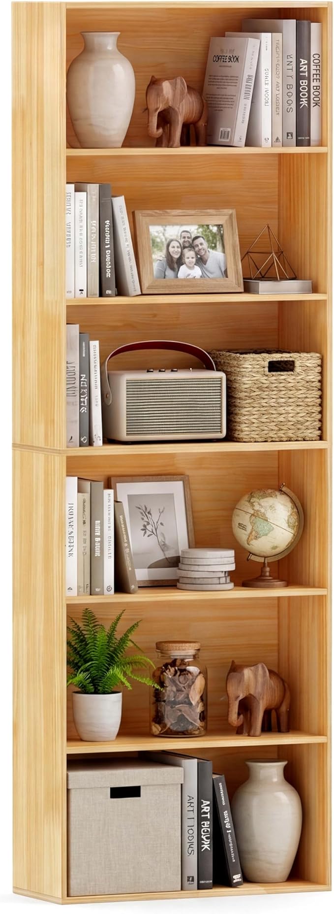 Tangkula 6-Tier Bookcase, 70” Tall Freestanding Bookshelf with 6 Open Shelves, Anti-Toppling Kits, Floor Display Storage Organizer for Living Room, Study, Kitchen, Home & Office (Burlywood, 70" H)