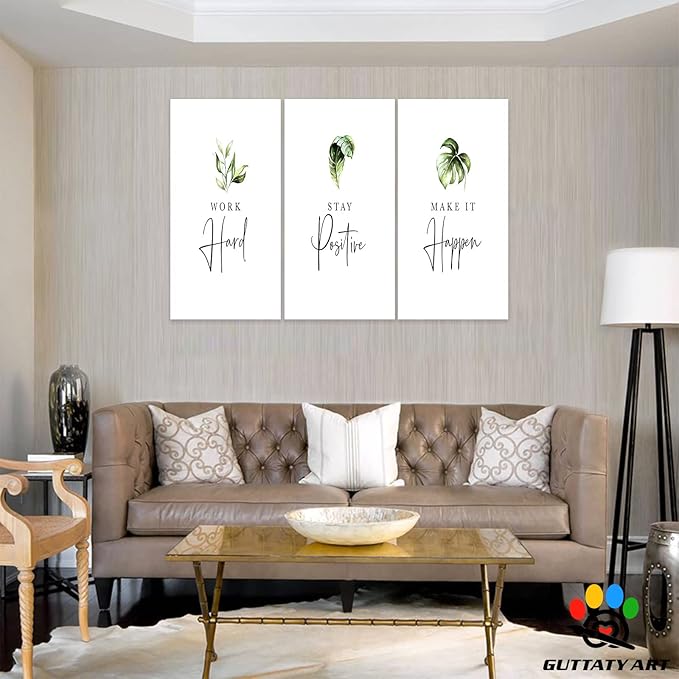 Office Wall Art-3 Panel Motivational Wall Art, Inspirational Quotes Canvas Art for Home Office Wall Decor,Positive Quote Wall Decor, Entrepreneur Words Poster Frame for Company Wall Decor 20”x30”x3Pcs