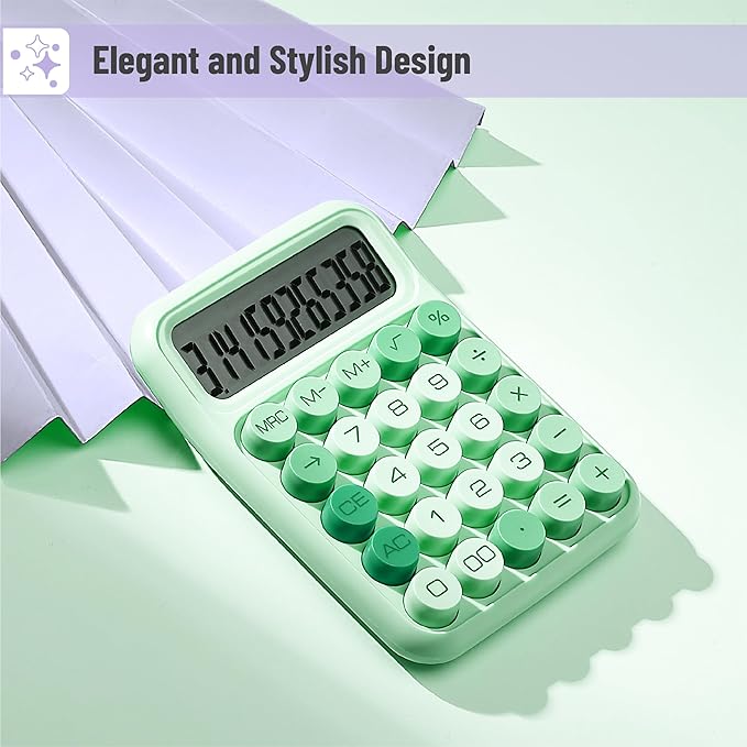 Mr. Pen- Mechanical Switch Calculator, 12 Digits, Large LCD Display, Green Calculator Big Buttons