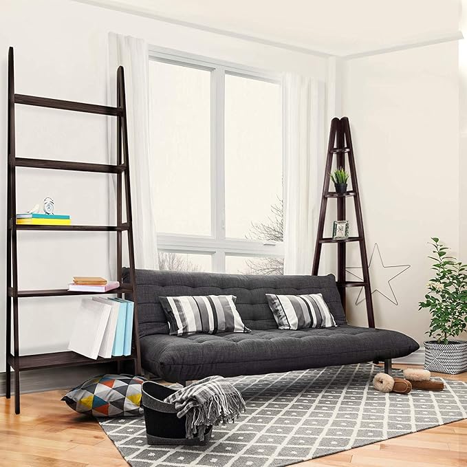 Casual Home 100% Solid Wood 5-Shelf Ladder Bookcase, Corner, 72"H, Espresso