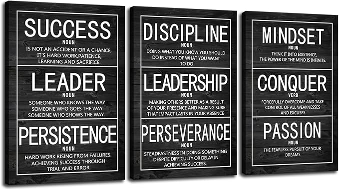 Motivational 3 Pieces Poster Inspirational Canvas Wall Art Prints Artwork for Living Room Office Modern Home Decor Inspiring Painting Pictures Stretched and Framed Ready to Hang [72''Wx 36''H]