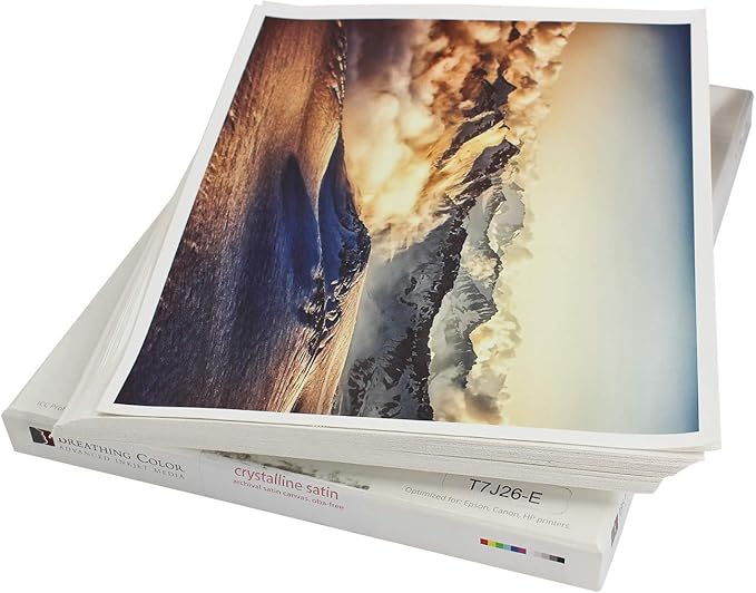 Crystalline Satin Bright White, Poly-Cotton Inkjet Canvas 17in x 22in, 25 Sheets Makes Color and Contrast Art Pop With Its Exquisite Satin Finish