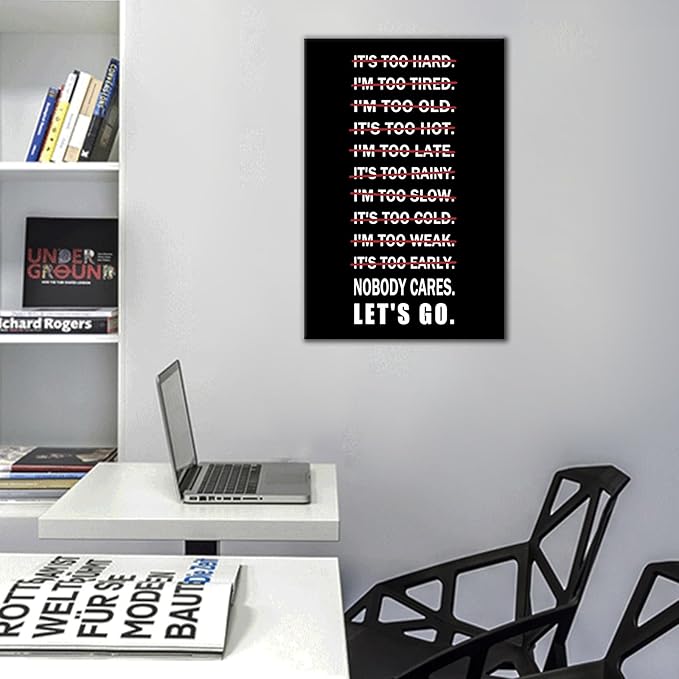 Inspirational Canvas Wall Art Office Poster Wall Decor Motivational Success Quote Improve Confidence Pictures Painting Artwork for Modern Home Study Room Bedroom Gym Ready to Hang [12''Wx 18''H]