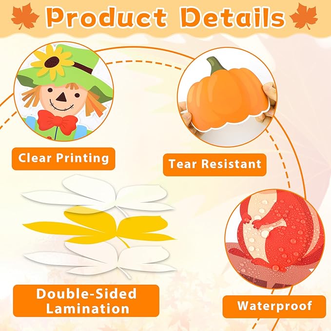 gisgfim Thanksgiving Fall Bulletin Board Decorations Happy Autumn Themed Party Paper Cutouts Maple Leaf Pumpkin Squirrel Bulletin Board Set for Home School Classroom Wall Decoration Decor Supplies
