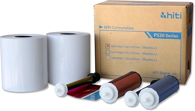 HiTi 4x6" Media for Photo Printer P520 & P520L, 500 Sheets to a Roll, 2 Rolls in a Box, 152x102mm