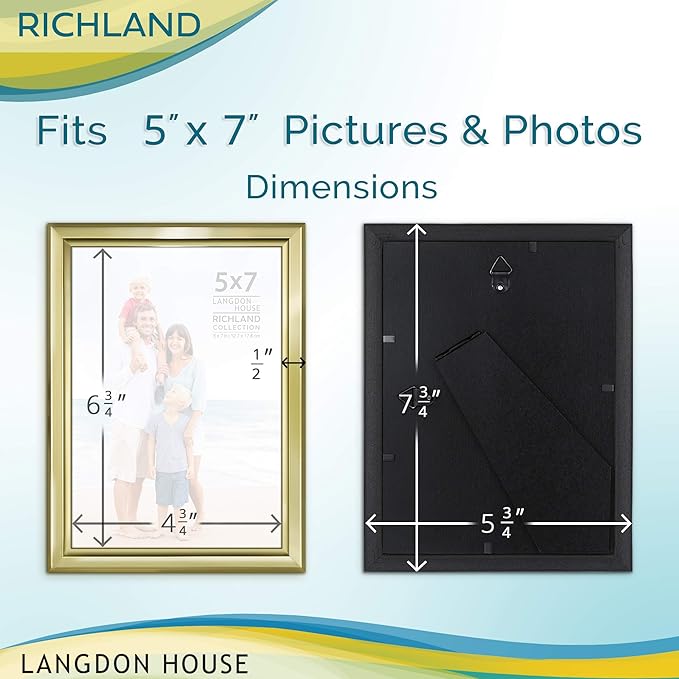 Langdon House 5x7 Gold Picture Frame - Distinguished Edging for Classic Style - Richland Collection