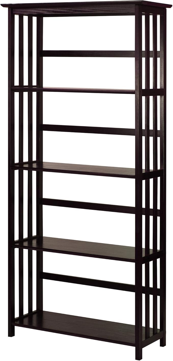 Mission Style 5-Shelf Bookcase-Espresso