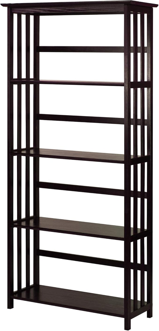 Mission Style 5-Shelf Bookcase-Espresso
