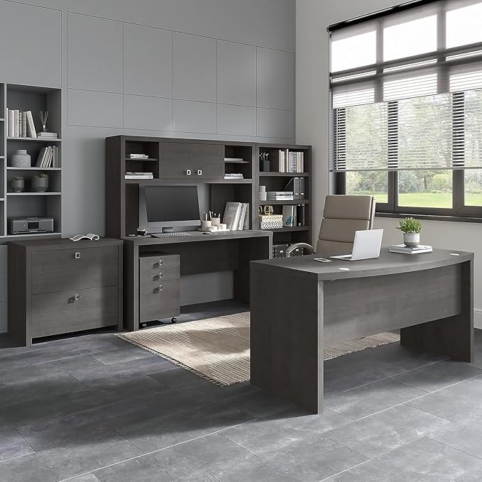 Bush Furniture Lateral File Cabinet with Satin Silver Hardware | Echo Collection 2 Drawer Filing Unit for Home Office or Professional | 31Wx20Lx30H