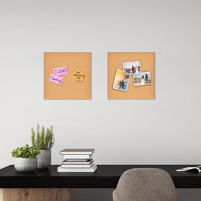 12x12 Cork Board Tiles Bulletin Board, 1/2" Thick Small Square Cork Boards for Walls, Self-Adhesive Cork Tiles for Home, Office, School, Bulletin Board Decorations(12mm,1pc)
