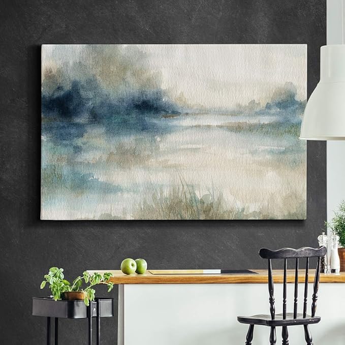Landscape Wall Art Premium Gallery Wrapped Canvas Abstract Ocean Forest Modern Artwork Decoration for Living Room Kitchen Bathroom Office, Ready to Hang