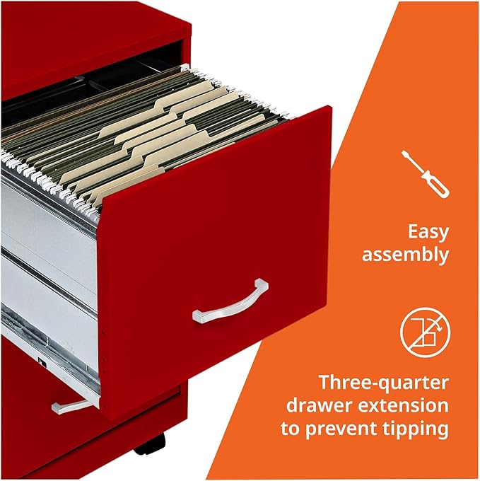 Lorell LYS SOHO File/File Mobile File Cabinet, Red