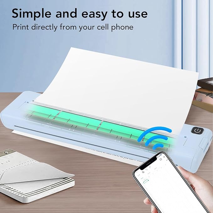 A4 Thermal Printer Bluetooth - 200dpi Inkless Mini Smart Printer, Portable Rechargeable Wireless Tattoo Thermal Printer for School Office, Suitable for iOS and for Android