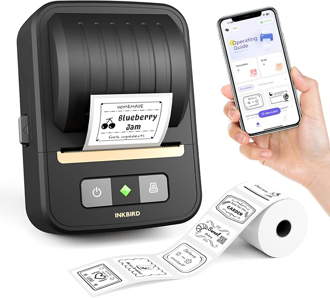 Inkbird Label Maker Machine with Tape, N20 Bluetooth Label Makers, Portable Thermal Label Printer Easy to Use for Office Barcode Address School Home
