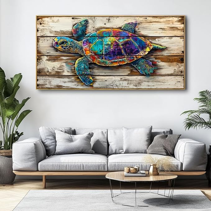Sea turtle Abstract Wall Art For Living Room Large Size Framed Canvas Wall Art Wall Decor Abstract Art Paintings Modern Artwork Decor for Bedroom Bathroom 40x20in