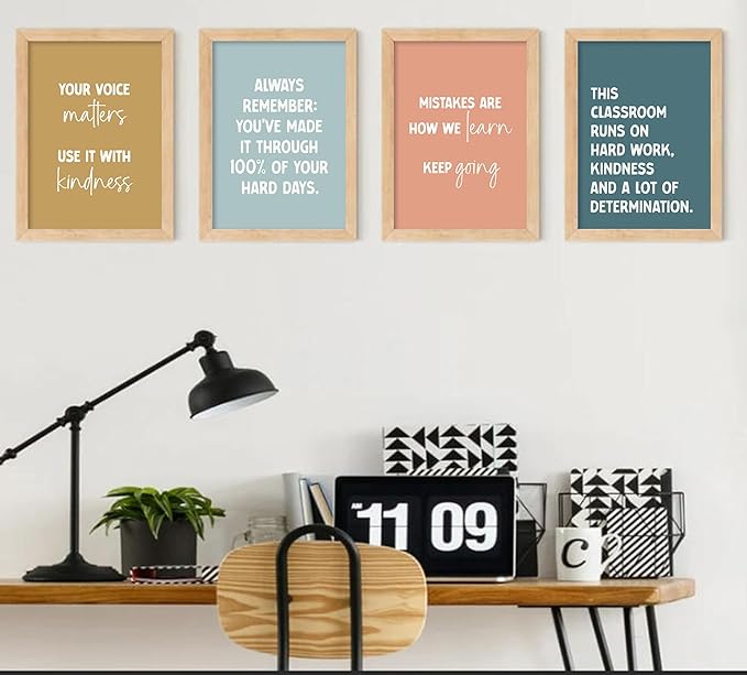 Set of 6 Inspirational Classroom Wall Art Modern Classroom School Pictures Wall Decor Motivational Canvas Poster Prints for Teens Adults Living Room Office College Decor, Unframed, 12x 16 Inch