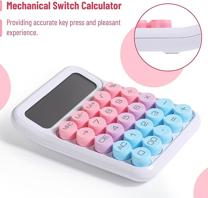 Mr. Pen- Mechanical Switch Calculator, 12 Digits, Large LCD Display, Colorful Calculator Big Buttons