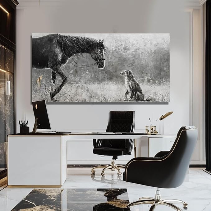 Dog Wall Picture Contemporary Canvas Wall Art Animal Wall Paintings 24"x48" Wall Prints for Living Room Pictures for Office